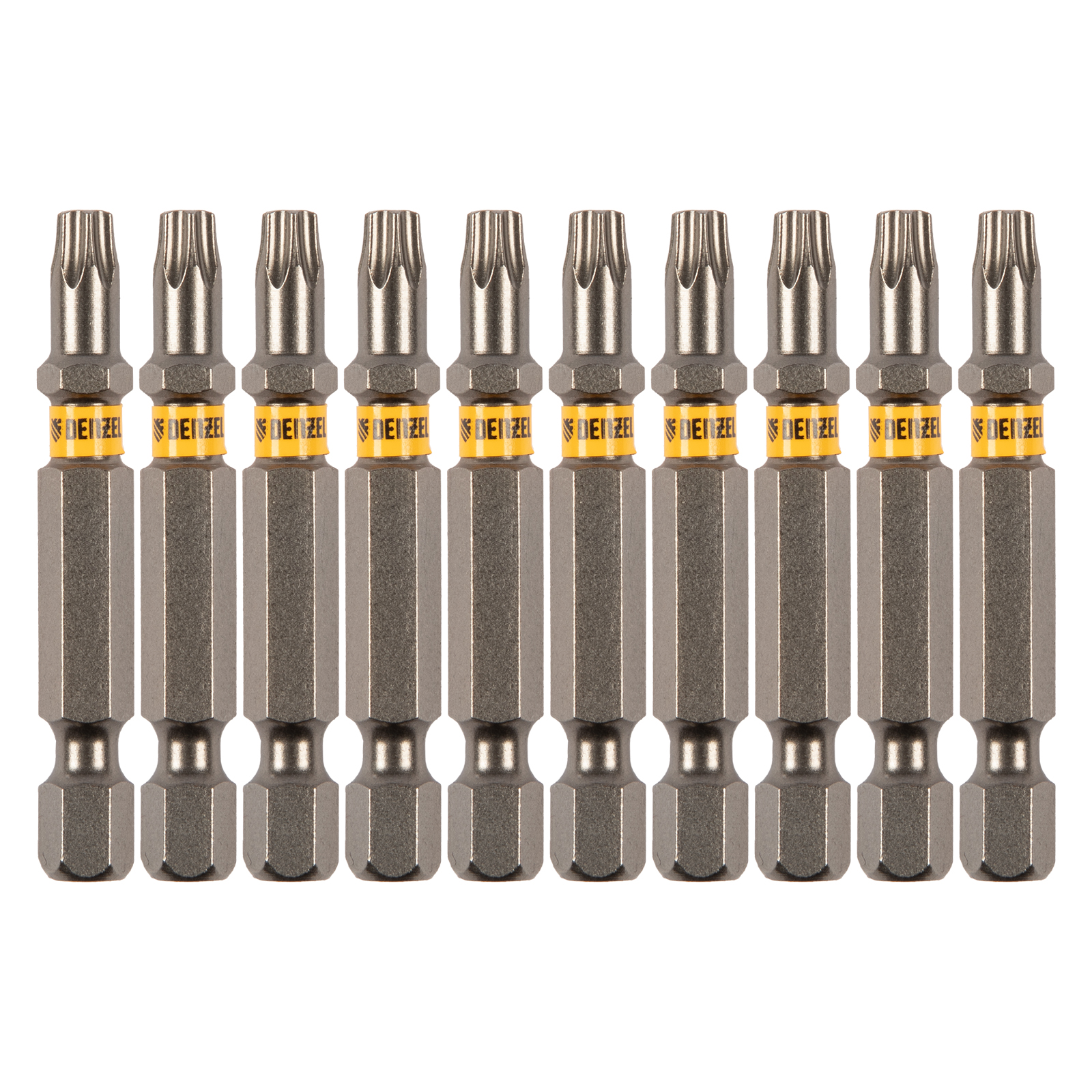 Бита TX 25х50, сталь S2, шестигранный профиль, 10 шт. Е 6,3 Denzel