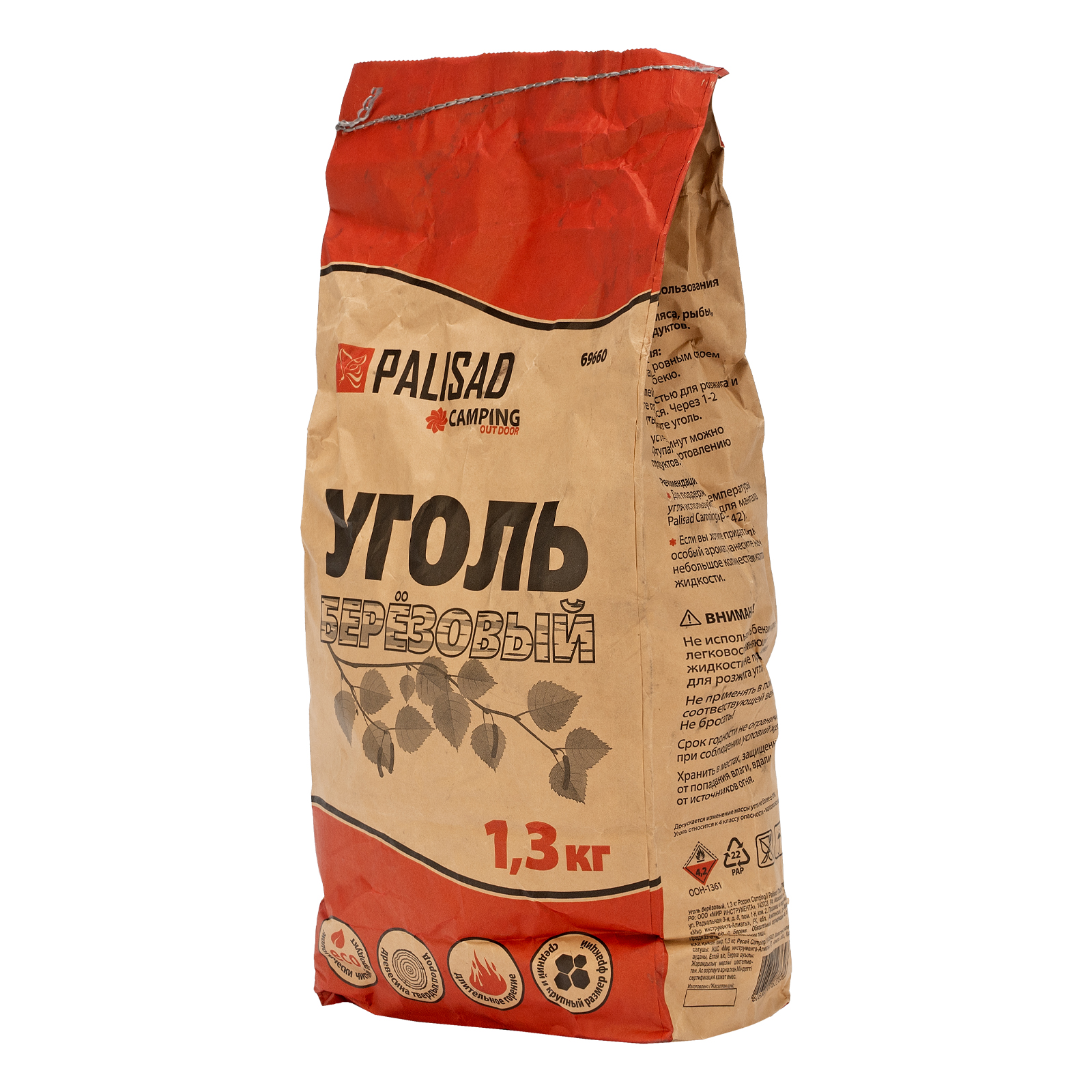 Уголь березовый, 1.3 кг Camping Palisad