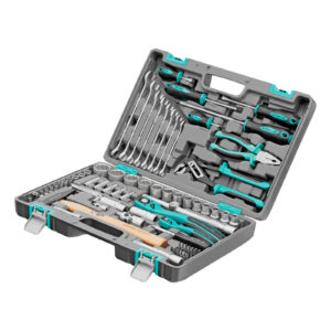 Набор инструментов, 1/2", 1/4", CrV, 12 гранные головки, пластиковый кейс, 76 предметов Stels