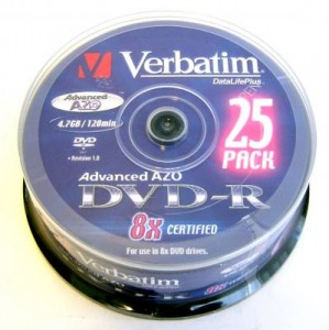 DVD-R Verbatim  8x, 4.7Gb БОКС25шт.