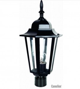 Camelion 4103 св-к уличный/садовый "посадочный" черный d=45mm 60W E27 220V алюминий/стекло IP43