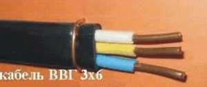 Кабель ВВГ 3х6пл силовой, медный, плоский, дв. изоляция ПВХ