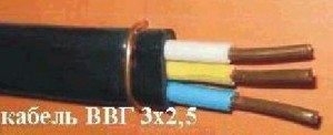 Кабель ВВГ 3х2,5пл силовой, медный, плоский, дв. изоляция ПВХ