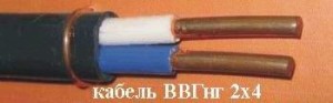 рКабель ВВГнг 2х4пл силовой, медный, плоский, негорючий, дв. изоляция ПВХ