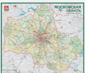Моск.обл., наст.карта 1:225 тыс. метал.багет,пенокарт,ла 80462