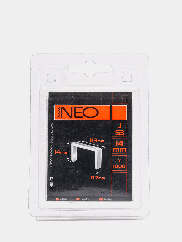 Скобы NEO Tools тип J/53, 14 мм, 1000 шт.