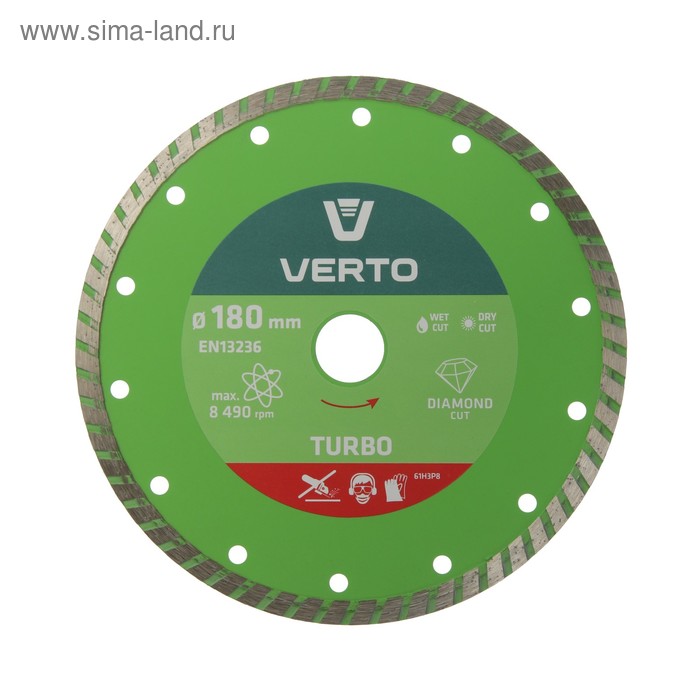 Диск алмазный 180x22.2 мм turbo VERTO